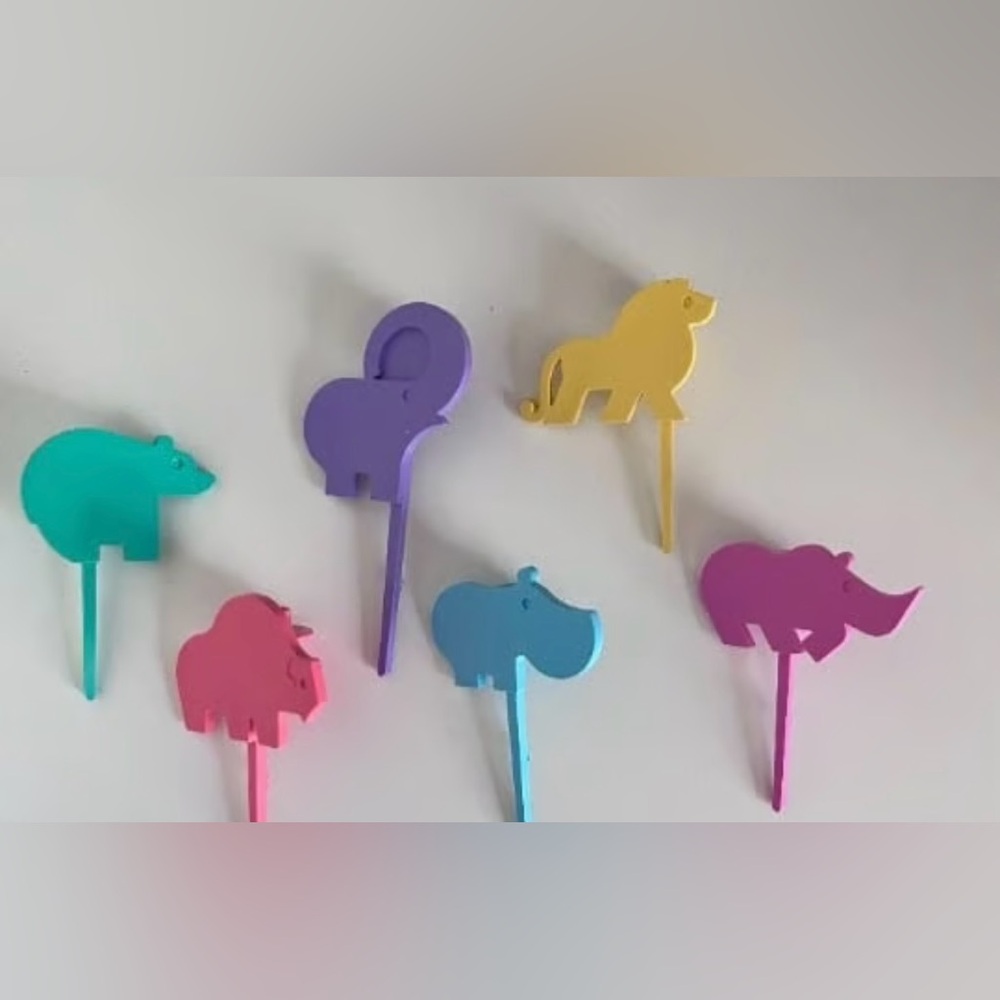 Vintage Tupperware Colorful Animal Birthday Candle Holders - Set of 6